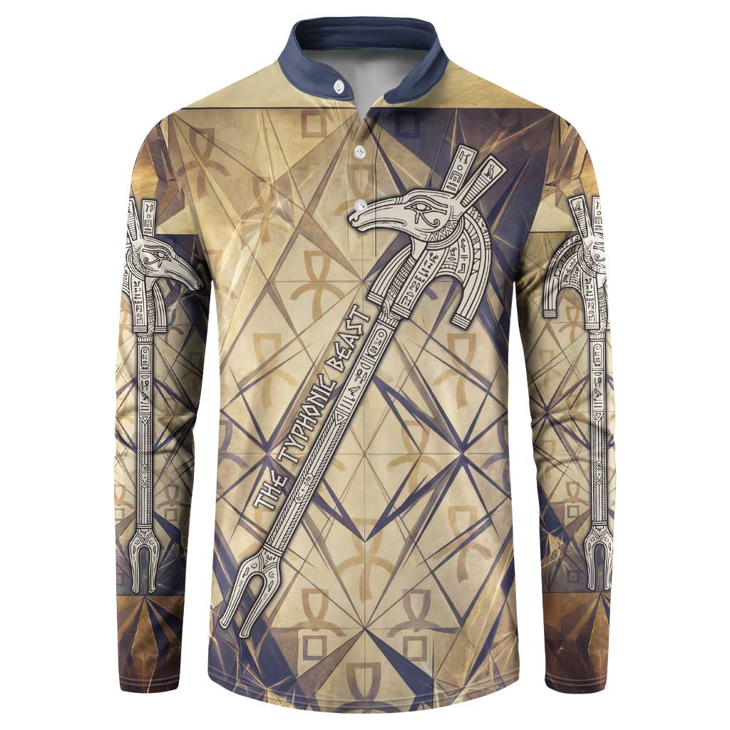 Suty Button Sweatshirt with Typhonic Beast Staff Ancient Egypt Symbolism