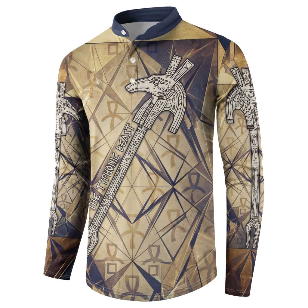 Suty Button Sweatshirt with Typhonic Beast Staff Ancient Egypt Symbolism