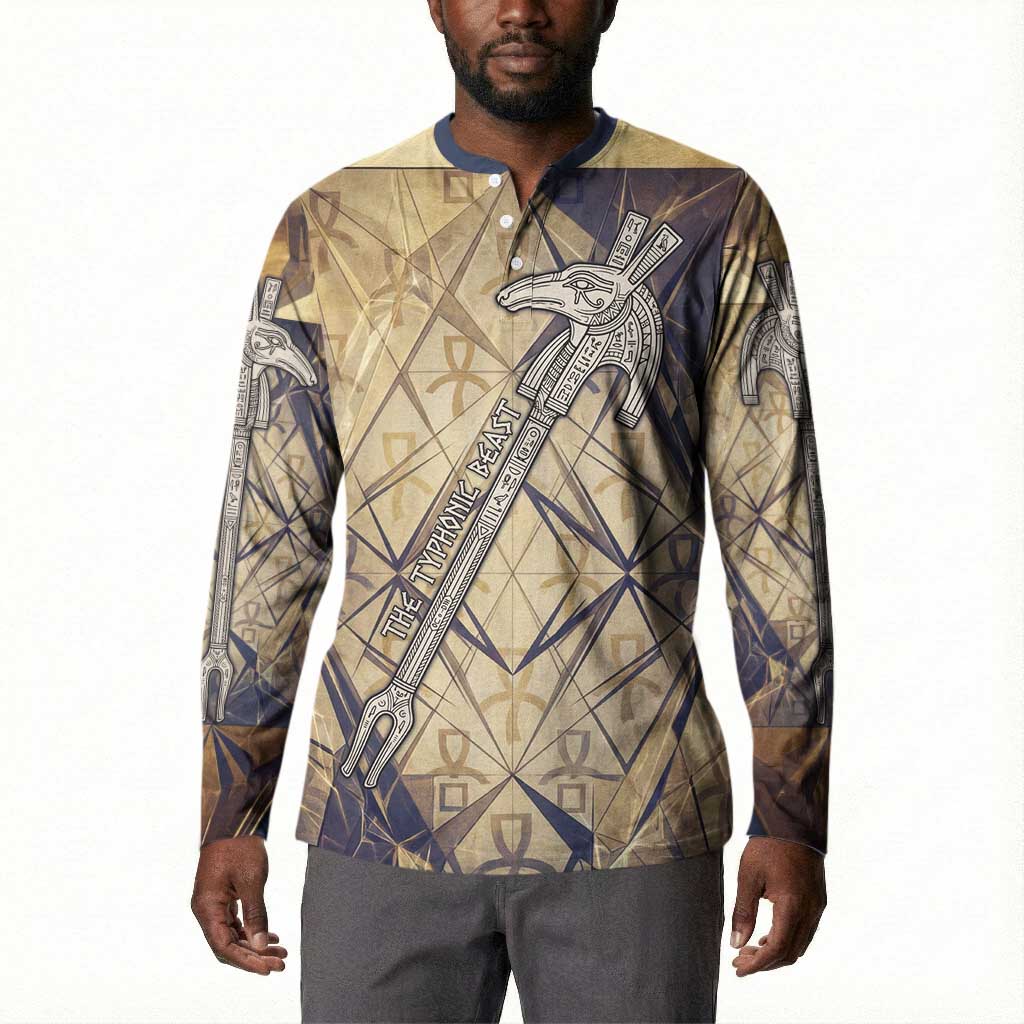 Suty Button Sweatshirt with Typhonic Beast Staff Ancient Egypt Symbolism