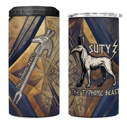 Suty 4 in 1 Can Cooler Tumbler with Typhonic Beast Staff Ancient Egypt Symbolism