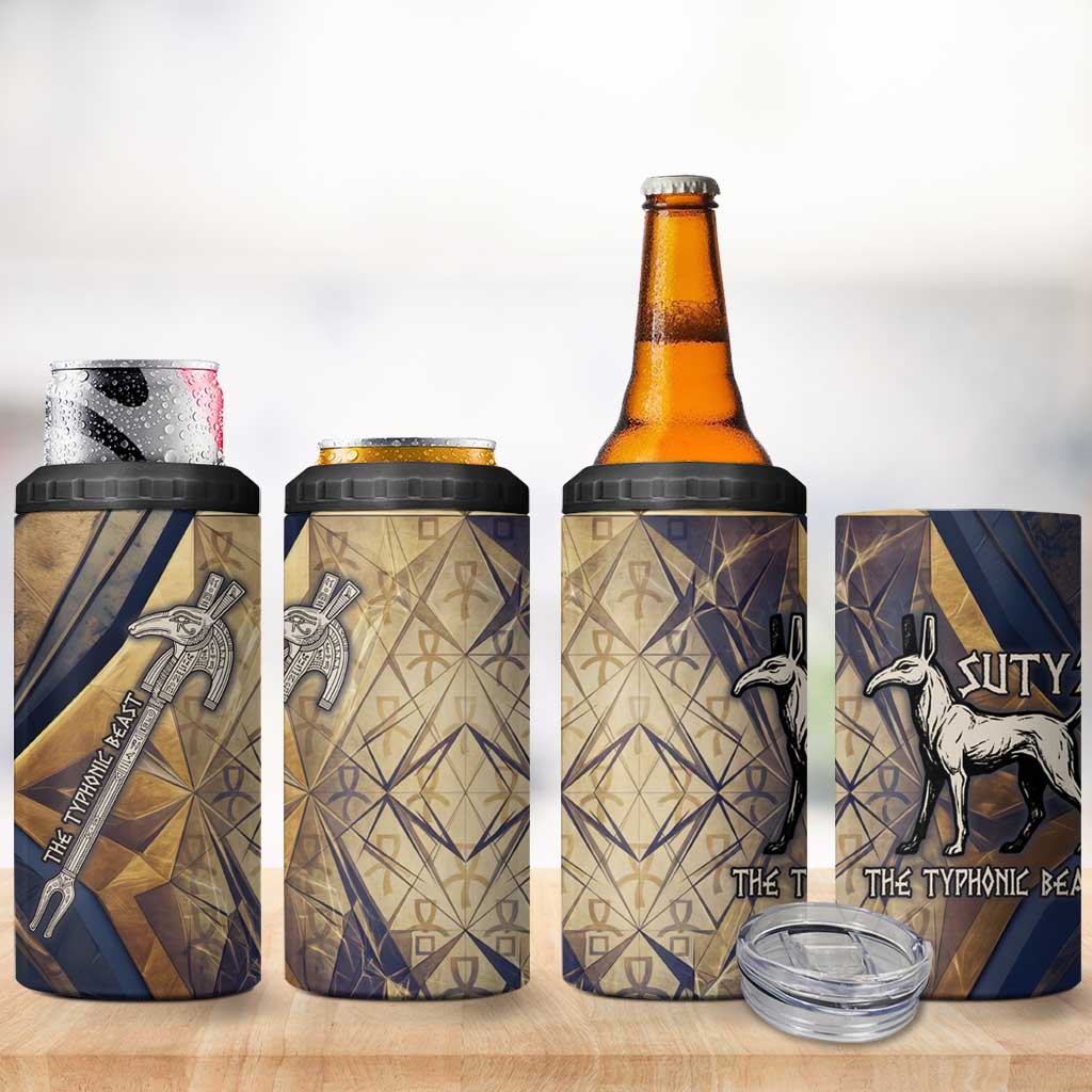 Suty 4 in 1 Can Cooler Tumbler with Typhonic Beast Staff Ancient Egypt Symbolism