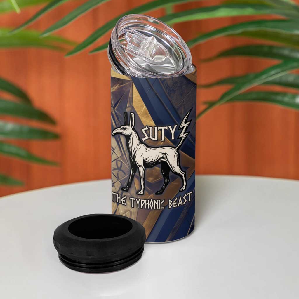 Suty 4 in 1 Can Cooler Tumbler with Typhonic Beast Staff Ancient Egypt Symbolism