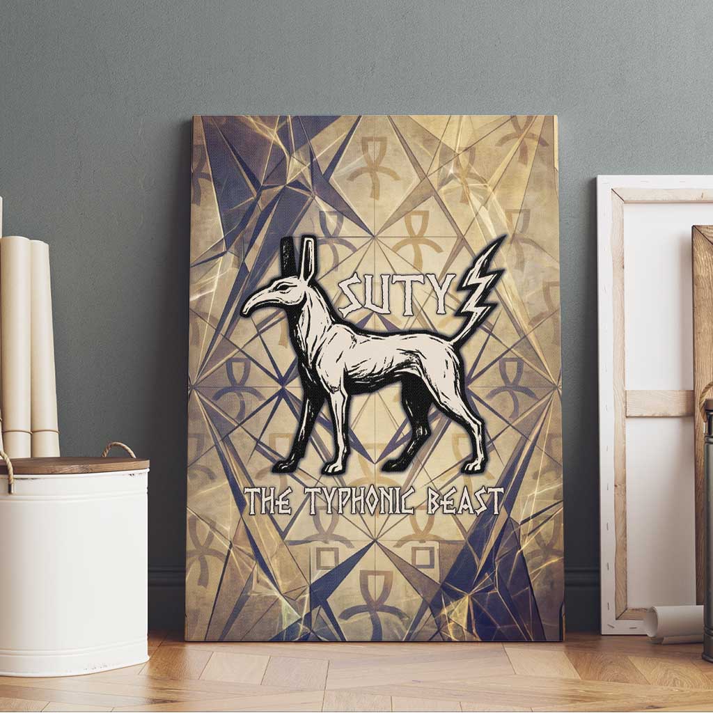 Suty Canvas Wall Art with Typhonic Beast Staff Ancient Egypt Symbolism