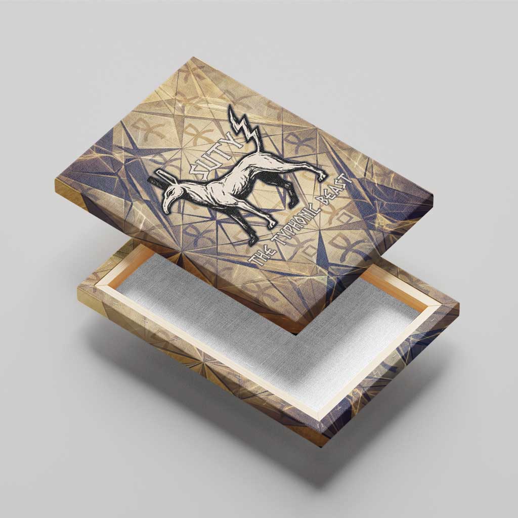 Suty Canvas Wall Art with Typhonic Beast Staff Ancient Egypt Symbolism