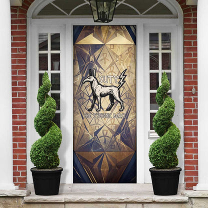 Suty Door Cover with Typhonic Beast Staff Ancient Egypt Symbolism