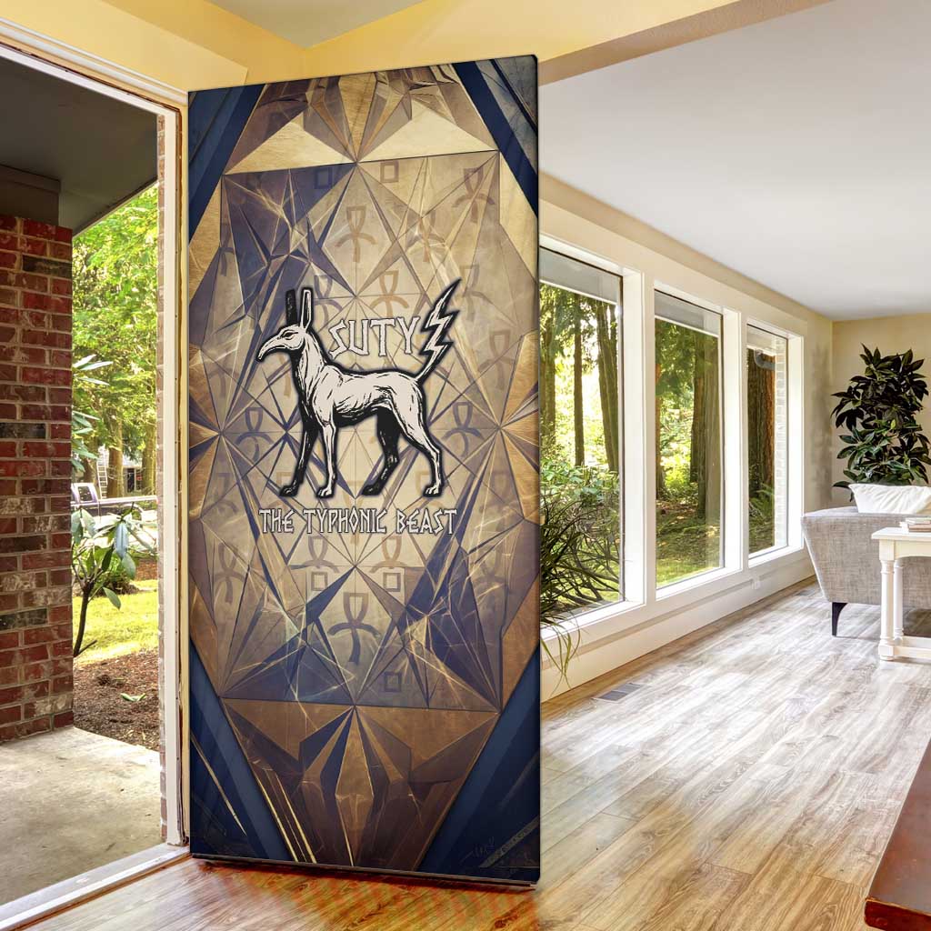 Suty Door Cover with Typhonic Beast Staff Ancient Egypt Symbolism