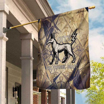 Suty Garden Flag with Typhonic Beast Staff Ancient Egypt Symbolism