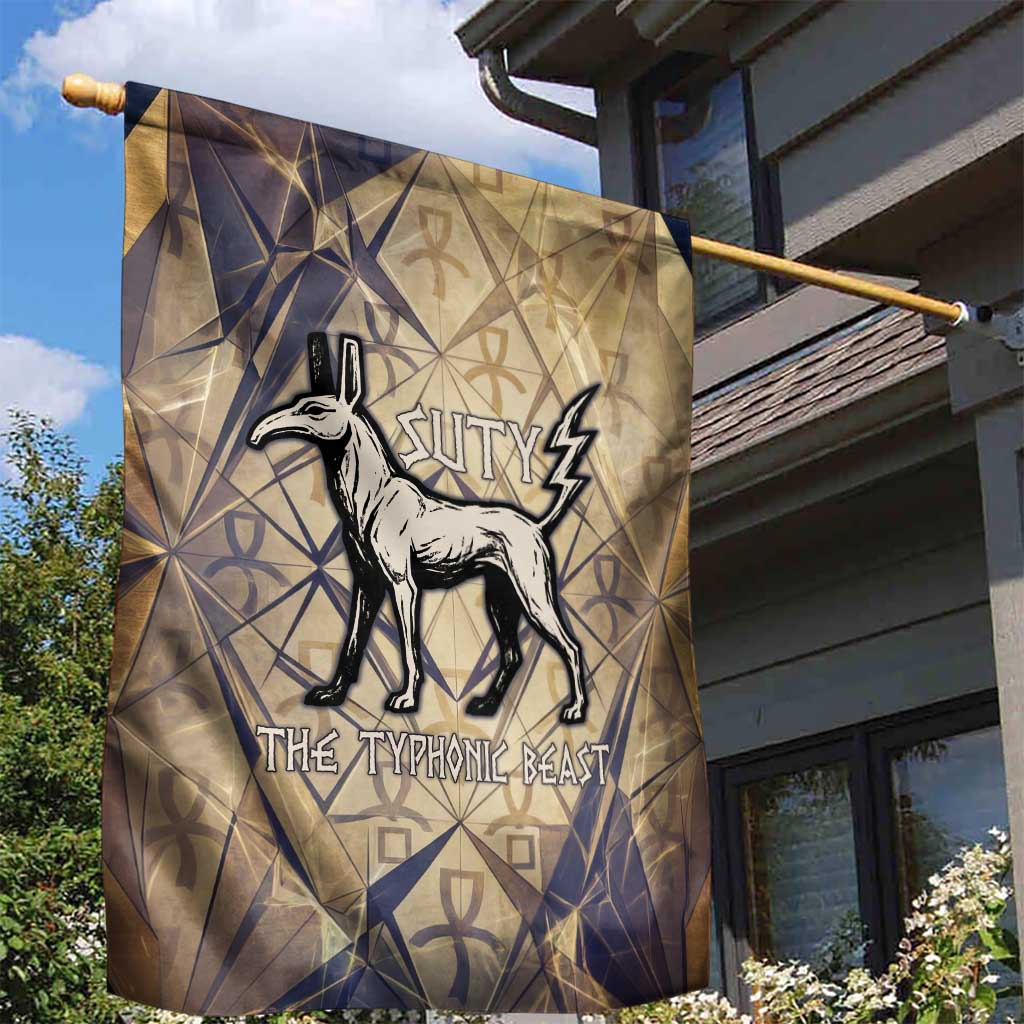 Suty Garden Flag with Typhonic Beast Staff Ancient Egypt Symbolism