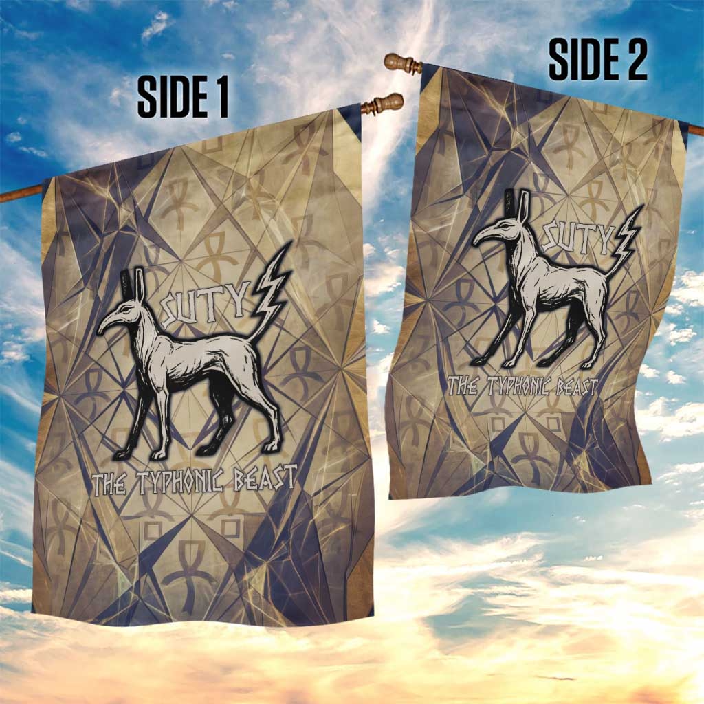 Suty Garden Flag with Typhonic Beast Staff Ancient Egypt Symbolism