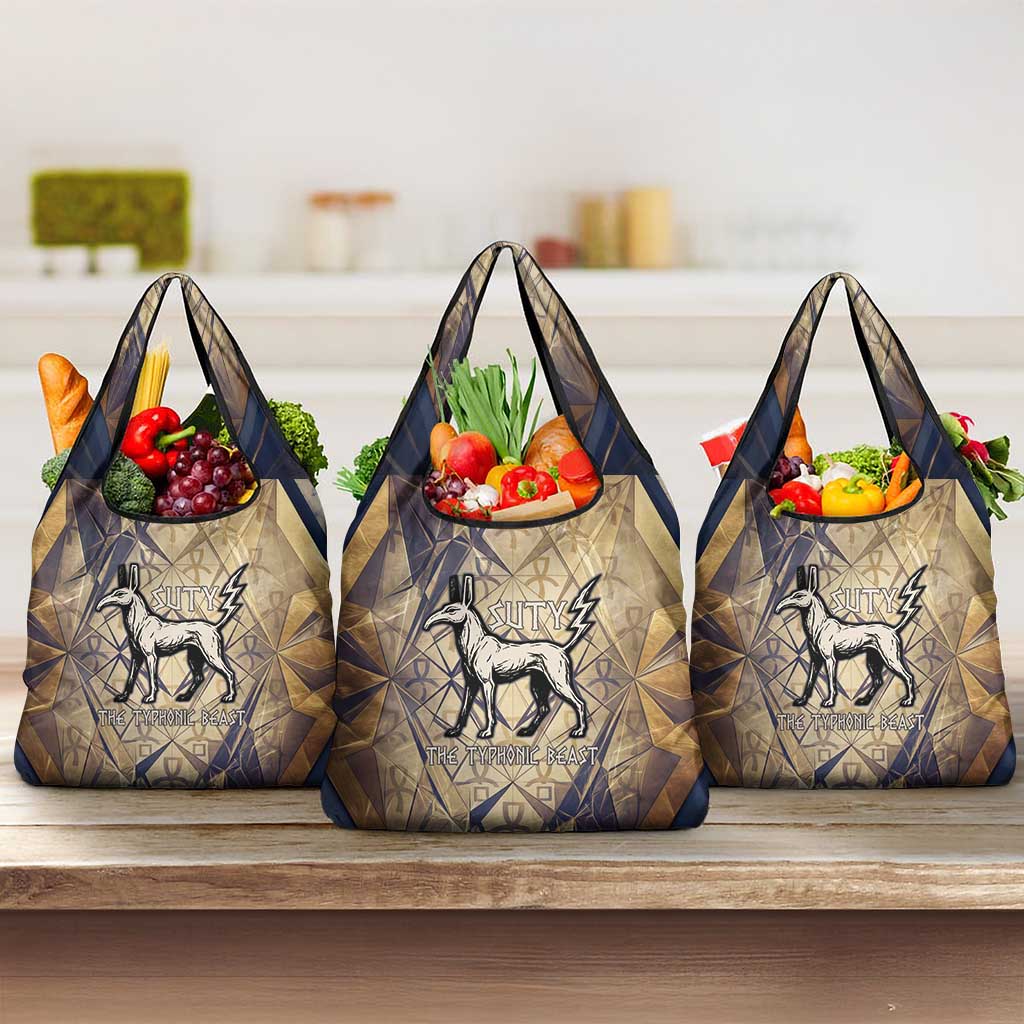Suty Grocery Bag with Typhonic Beast Staff Ancient Egypt Symbolism
