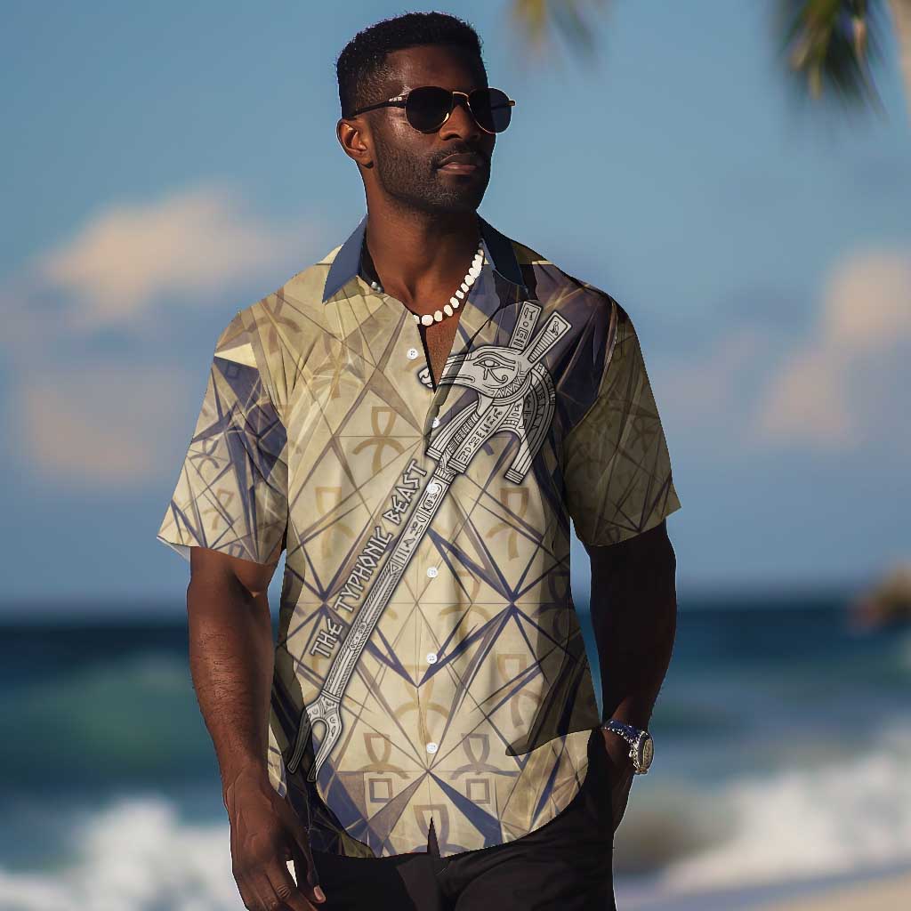 Suty Hawaiian Shirt with Typhonic Beast Staff Ancient Egypt Symbolism