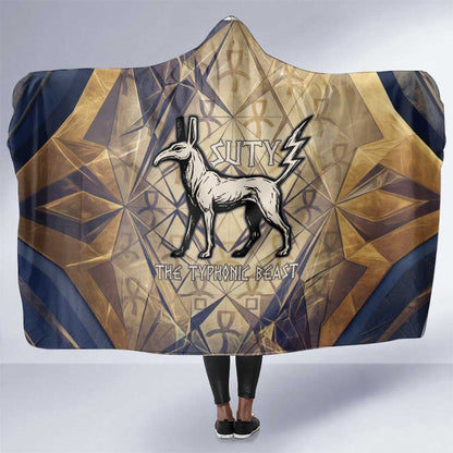 Suty Hooded Blanket with Typhonic Beast Staff Ancient Egypt Symbolism