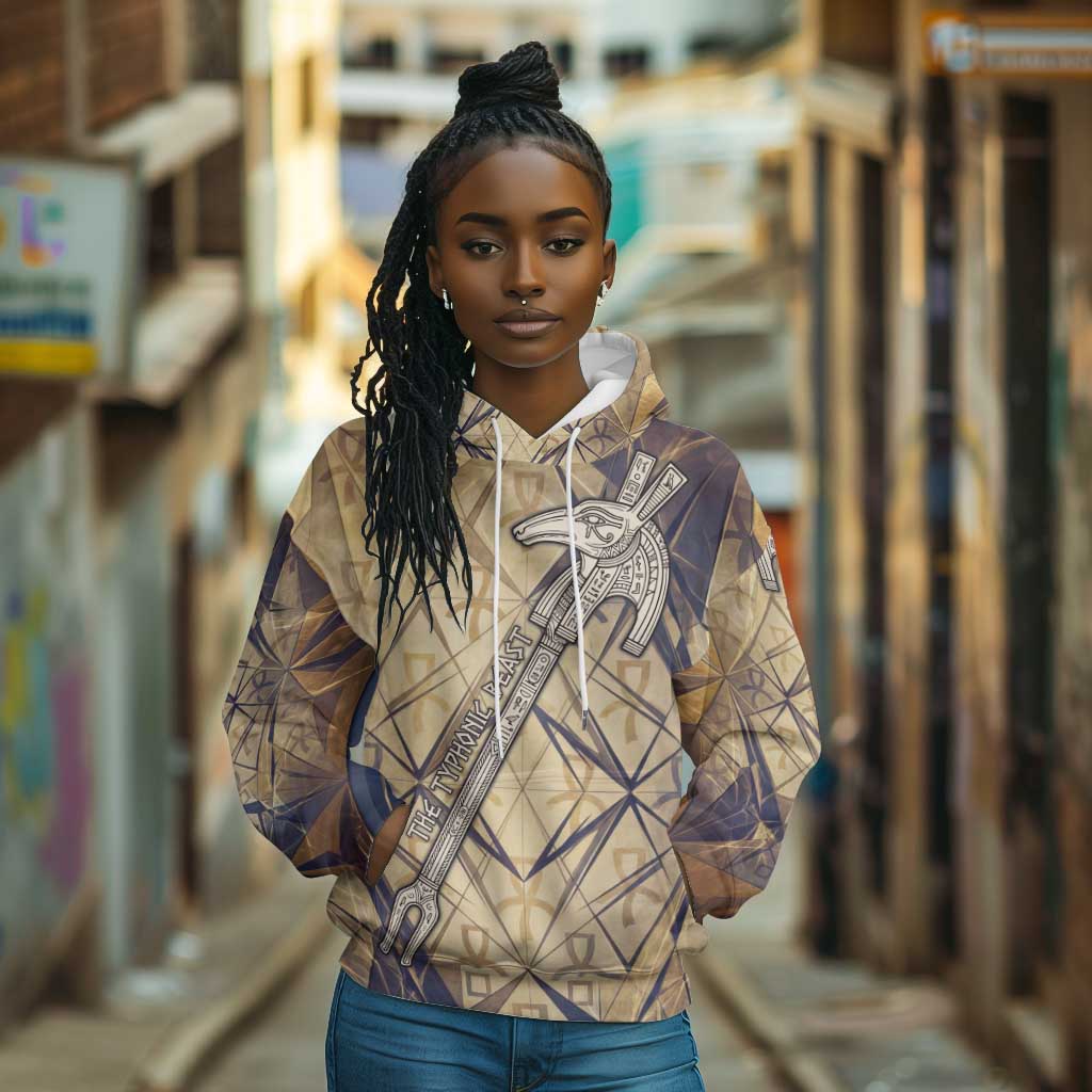 Suty Hoodie with Typhonic Beast Staff Ancient Egypt Symbolism
