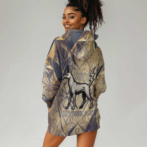 Suty Hoodie Dress with Typhonic Beast Staff Ancient Egypt Symbolism