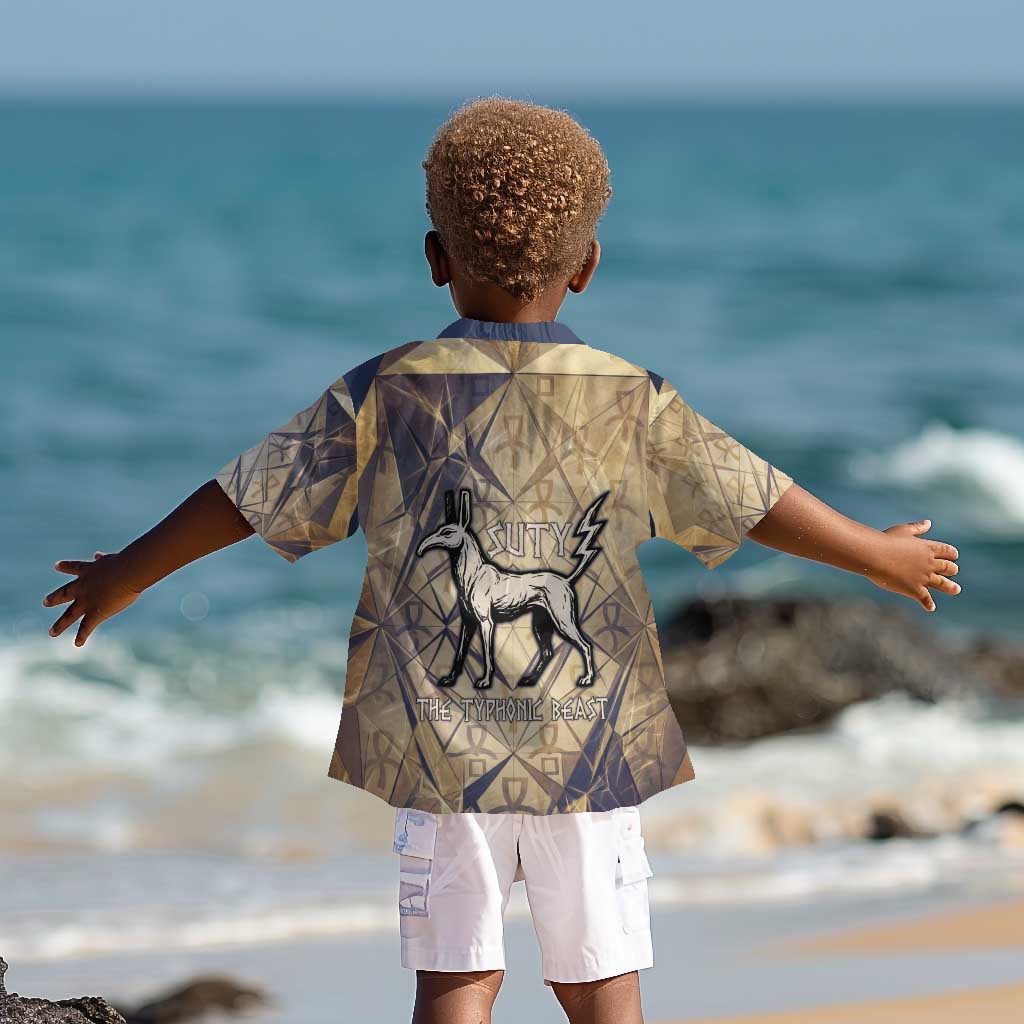 Suty Kid Hawaiian Shirt with Typhonic Beast Staff Ancient Egypt Symbolism