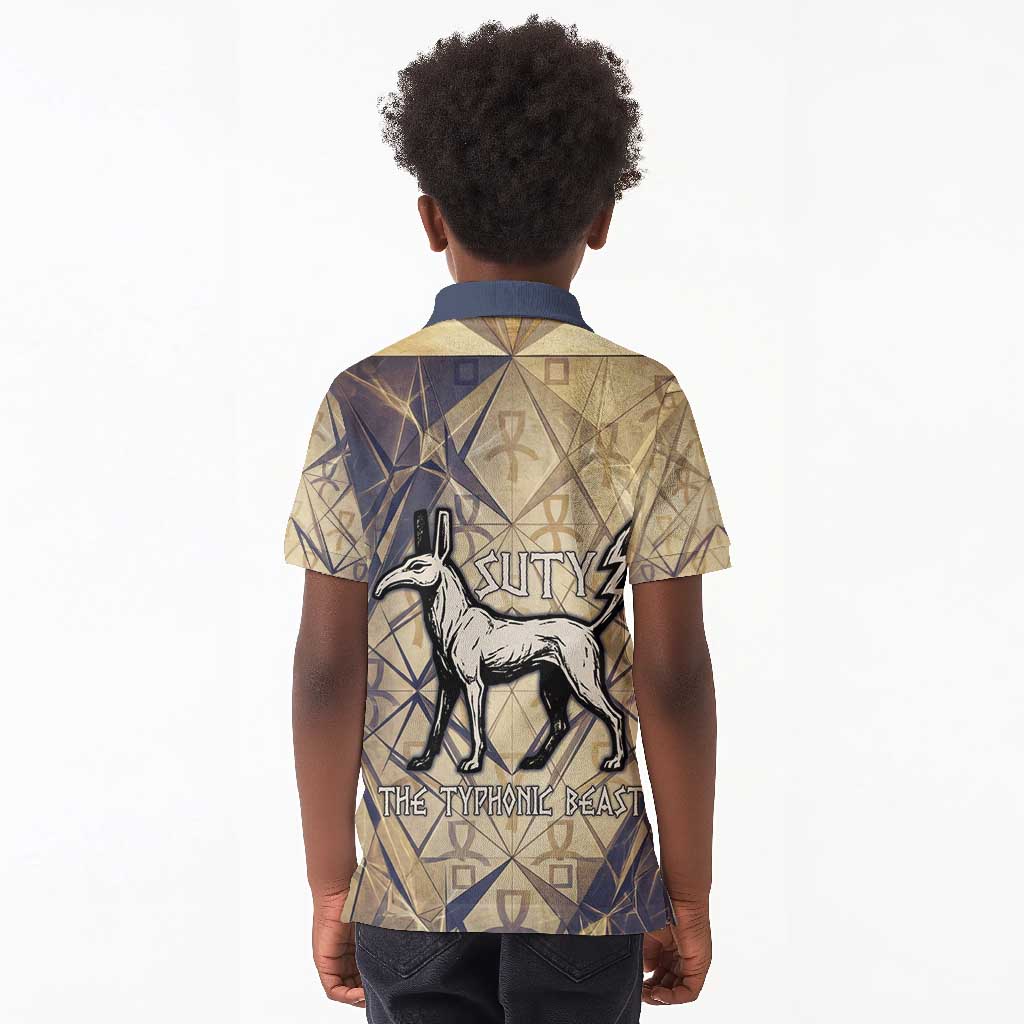 Suty Kid Polo Shirt with Typhonic Beast Staff Ancient Egypt Symbolism