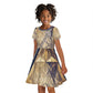Suty Kid Short Sleeve Dress with Typhonic Beast Staff Ancient Egypt Symbolism