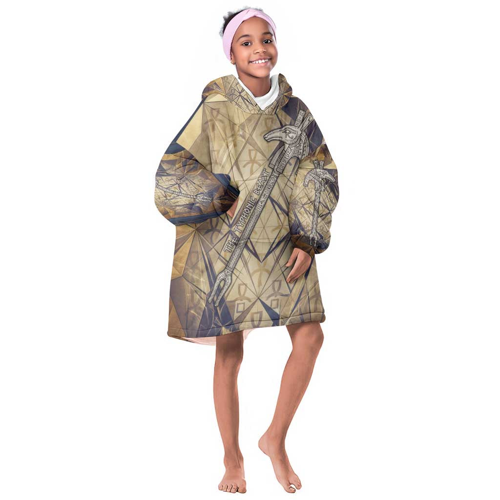 Suty Kid Wearable Blanket Hoodie with Typhonic Beast Staff Ancient Egypt Symbolism