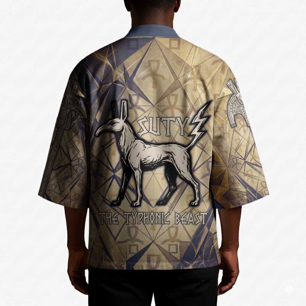 Suty Kimono with Typhonic Beast Staff Ancient Egypt Symbolism