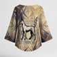 Suty Kimono Sleeve Blouse with Typhonic Beast Staff Ancient Egypt Symbolism
