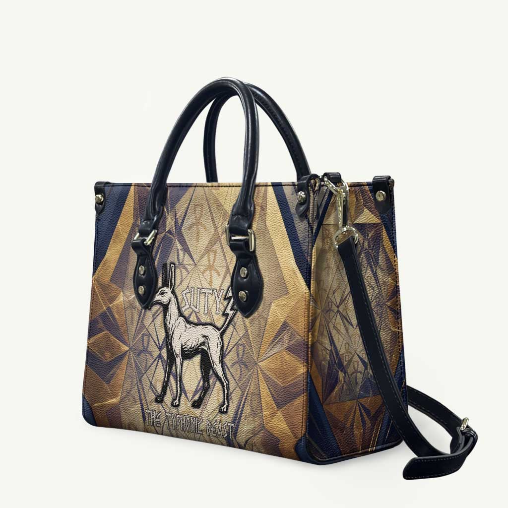 Suty Leather Bag with Typhonic Beast Staff Ancient Egypt Symbolism