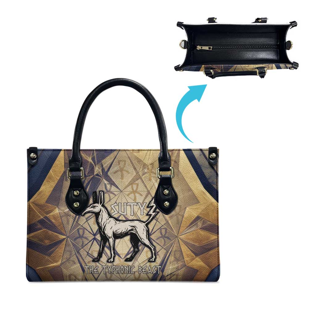 Suty Leather Bag with Typhonic Beast Staff Ancient Egypt Symbolism