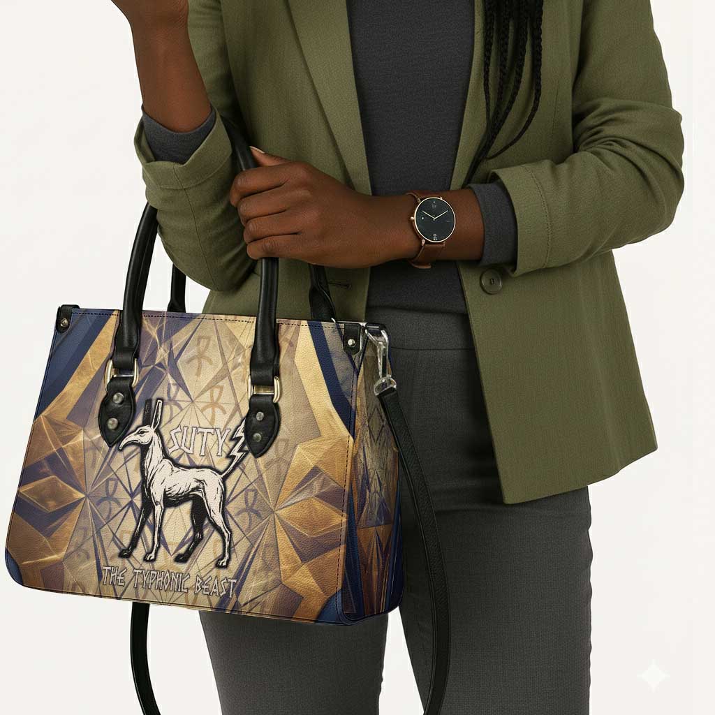 Suty Leather Bag with Typhonic Beast Staff Ancient Egypt Symbolism