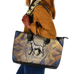 Suty Leather Tote Bag with Typhonic Beast Staff Ancient Egypt Symbolism