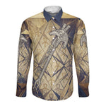 Suty Long Sleeve Button Shirt with Typhonic Beast Staff Ancient Egypt Symbolism