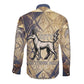 Suty Long Sleeve Button Shirt with Typhonic Beast Staff Ancient Egypt Symbolism