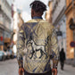 Suty Long Sleeve Button Shirt with Typhonic Beast Staff Ancient Egypt Symbolism