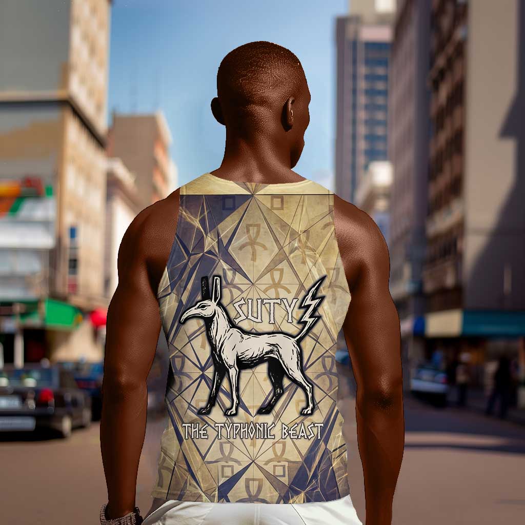 Suty Men Tank Top with Typhonic Beast Staff Ancient Egypt Symbolism