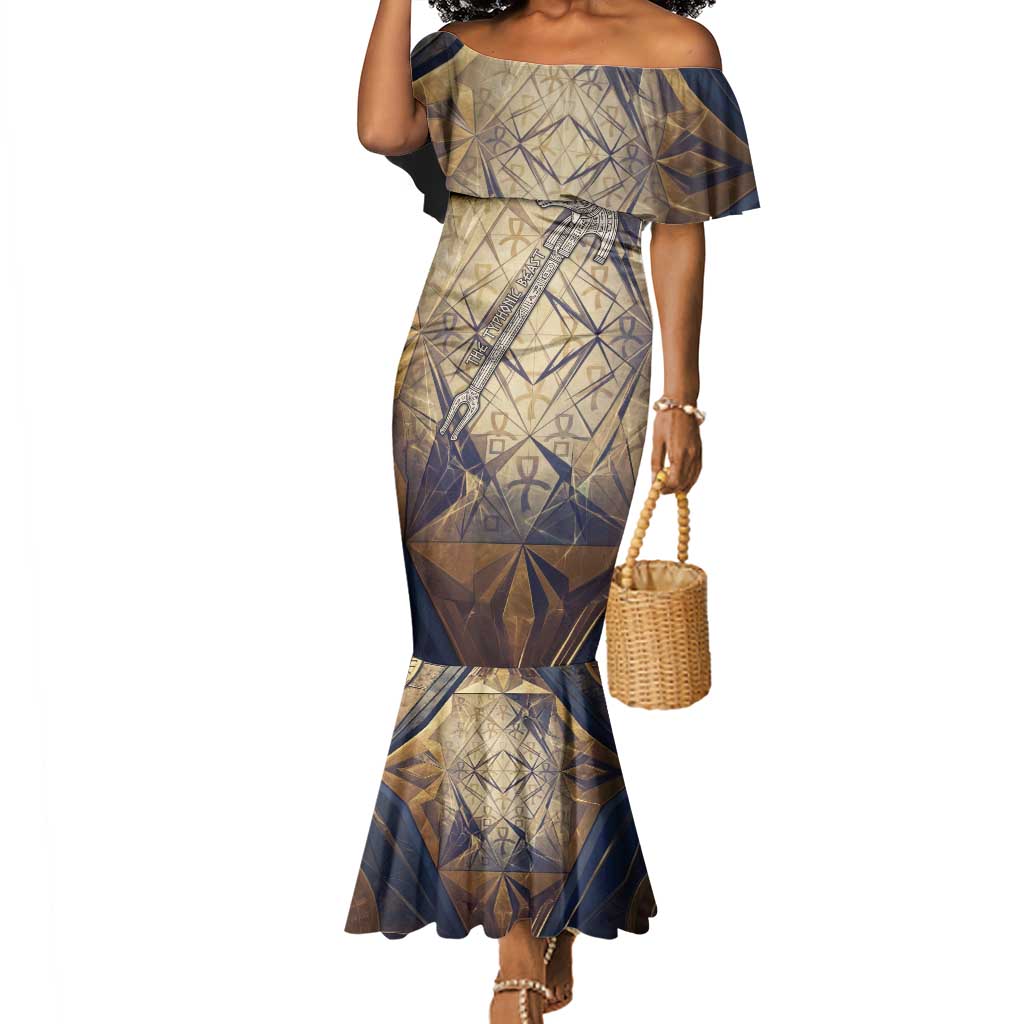 Suty Mermaid Dress with Typhonic Beast Staff Ancient Egypt Symbolism