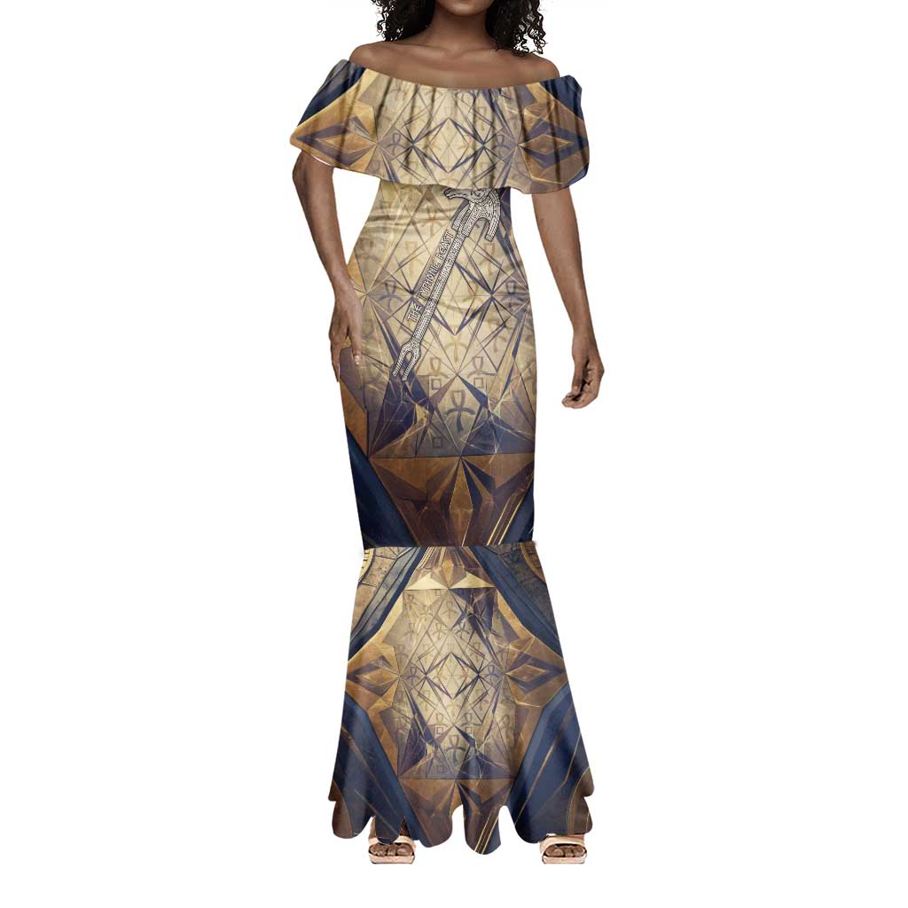 Suty Mermaid Dress with Typhonic Beast Staff Ancient Egypt Symbolism