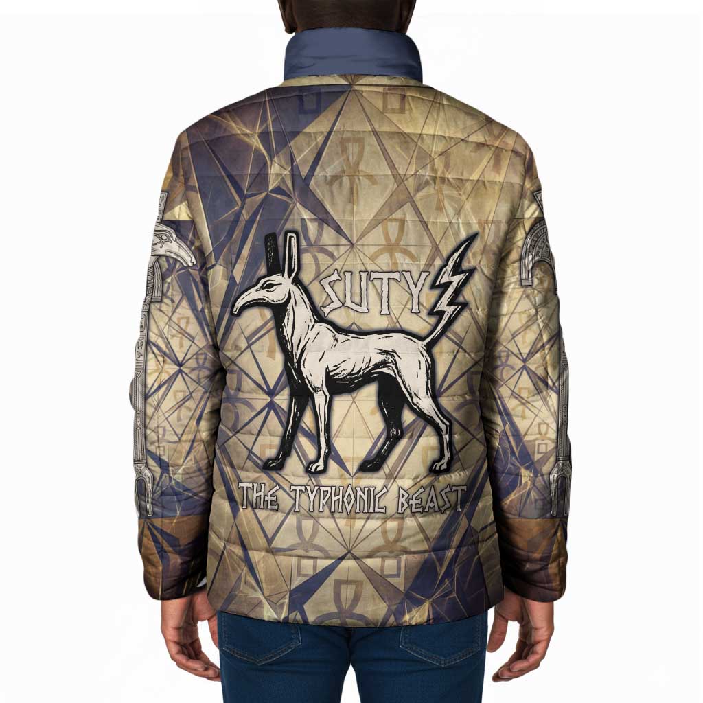 Suty Padded Jacket with Typhonic Beast Staff Ancient Egypt Symbolism