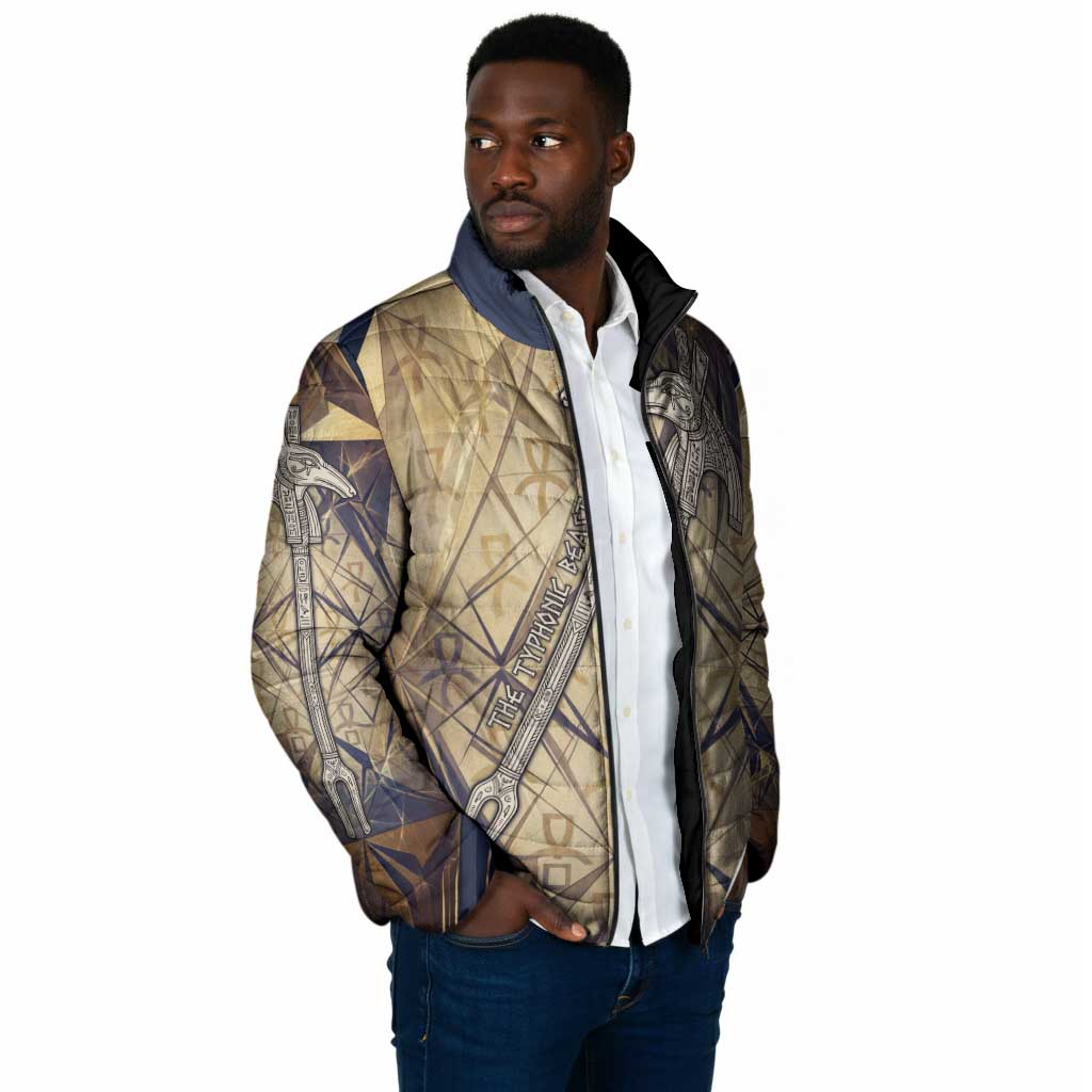 Suty Padded Jacket with Typhonic Beast Staff Ancient Egypt Symbolism