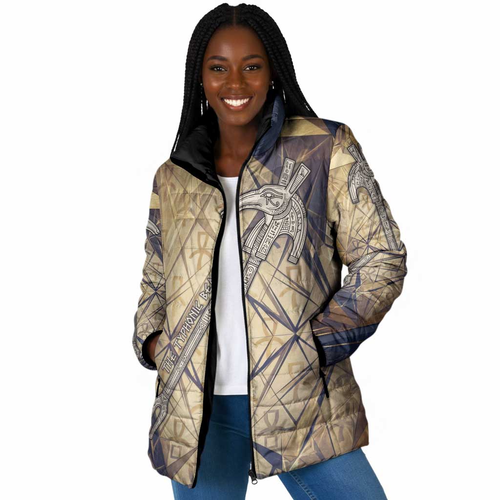 Suty Padded Jacket with Typhonic Beast Staff Ancient Egypt Symbolism