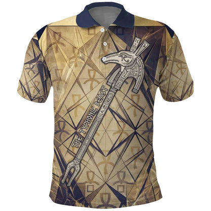 Suty Polo Shirt with Typhonic Beast Staff Ancient Egypt Symbolism