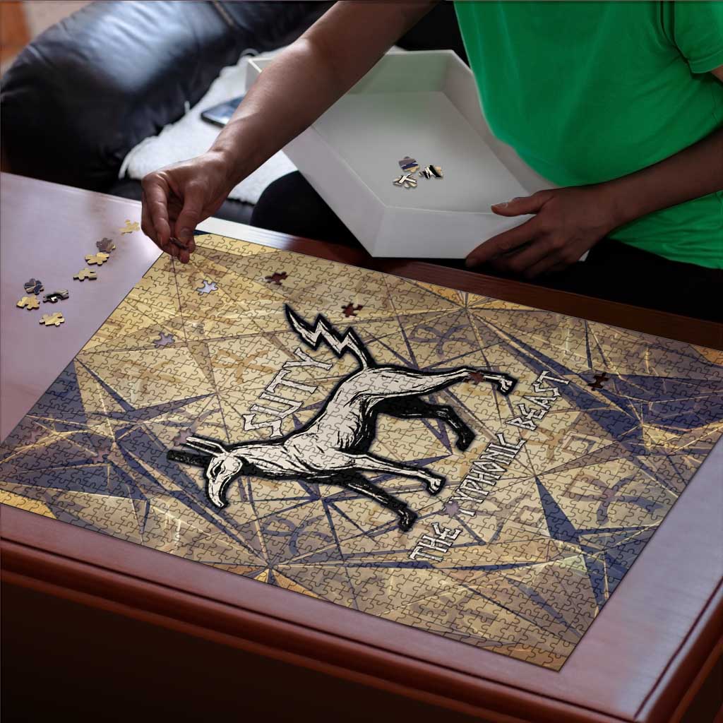 Suty Puzzle with Typhonic Beast Staff Ancient Egypt Symbolism