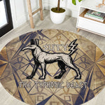 Suty Round Carpet with Typhonic Beast Staff Ancient Egypt Symbolism