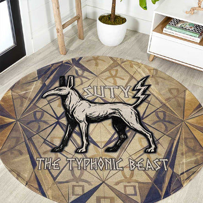 Suty Round Carpet with Typhonic Beast Staff Ancient Egypt Symbolism