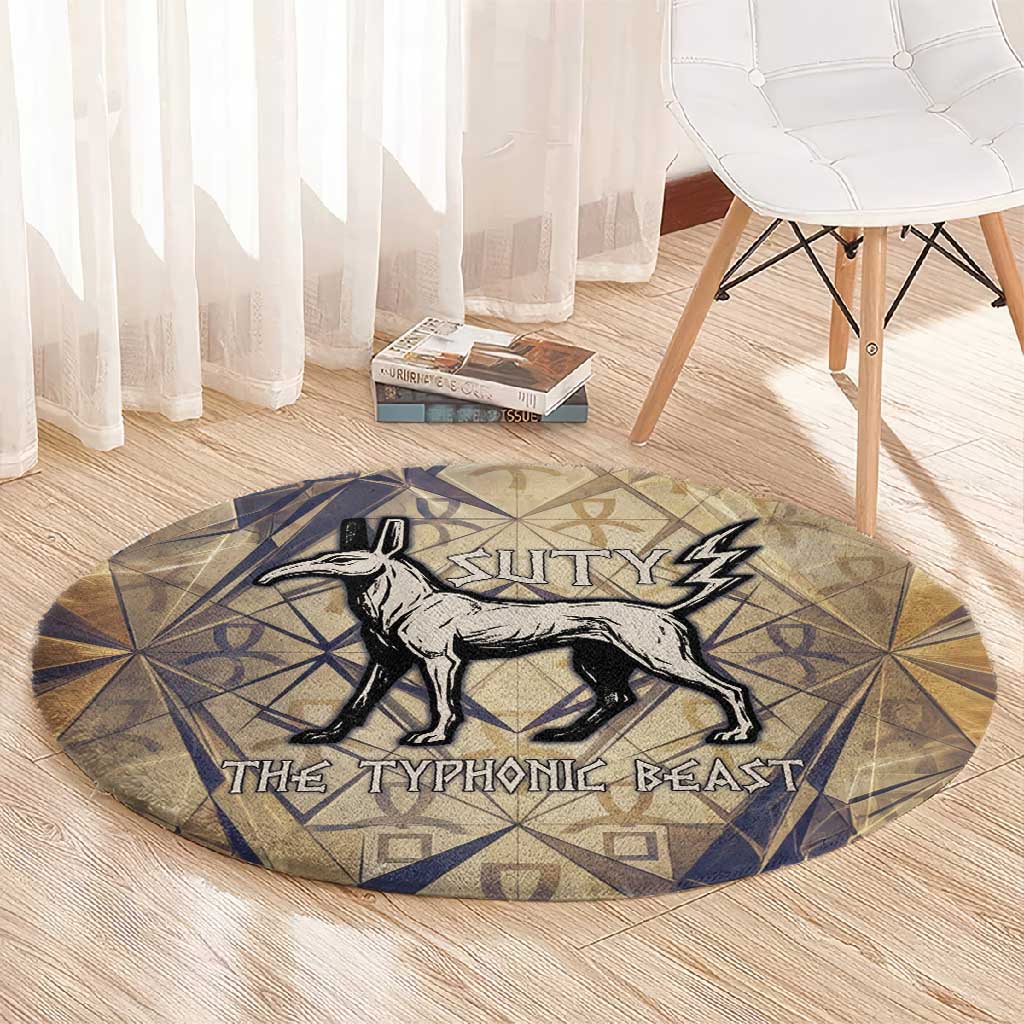 Suty Round Carpet with Typhonic Beast Staff Ancient Egypt Symbolism