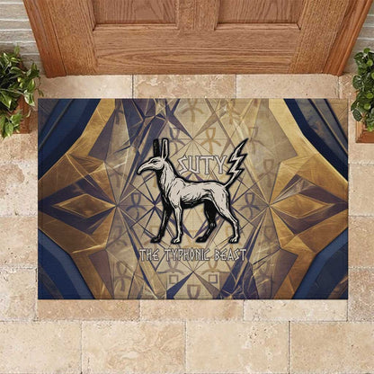 Suty Rubber Doormat with Typhonic Beast Staff Ancient Egypt Symbolism