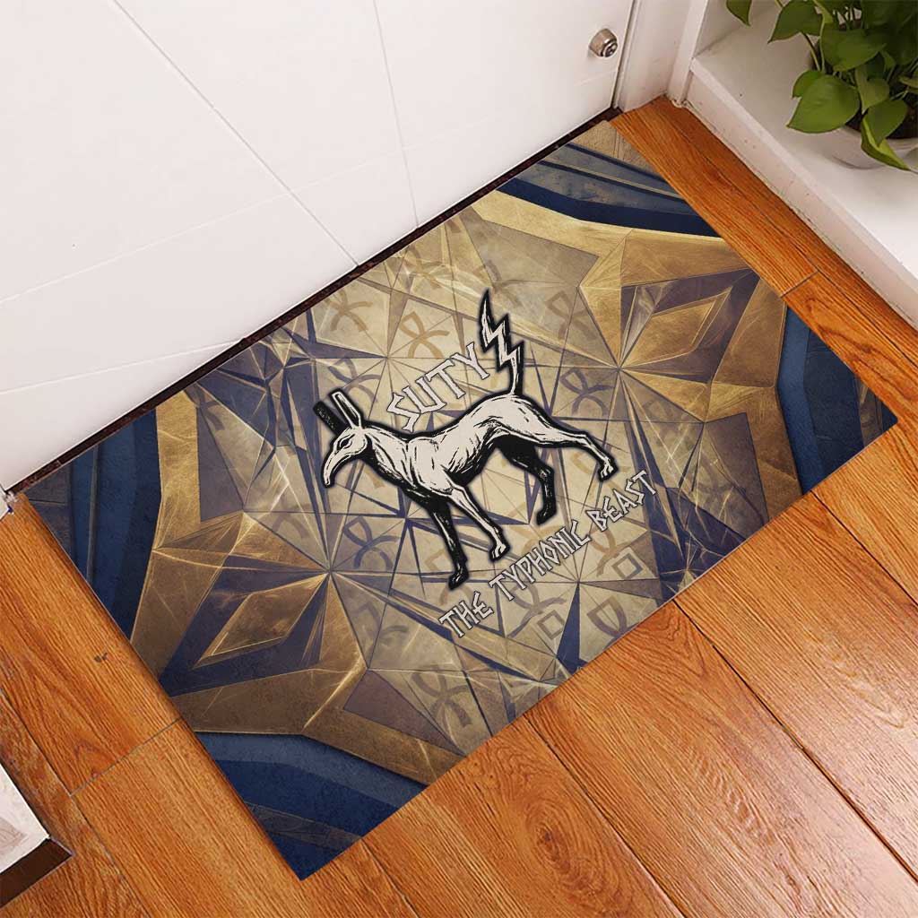 Suty Rubber Doormat with Typhonic Beast Staff Ancient Egypt Symbolism