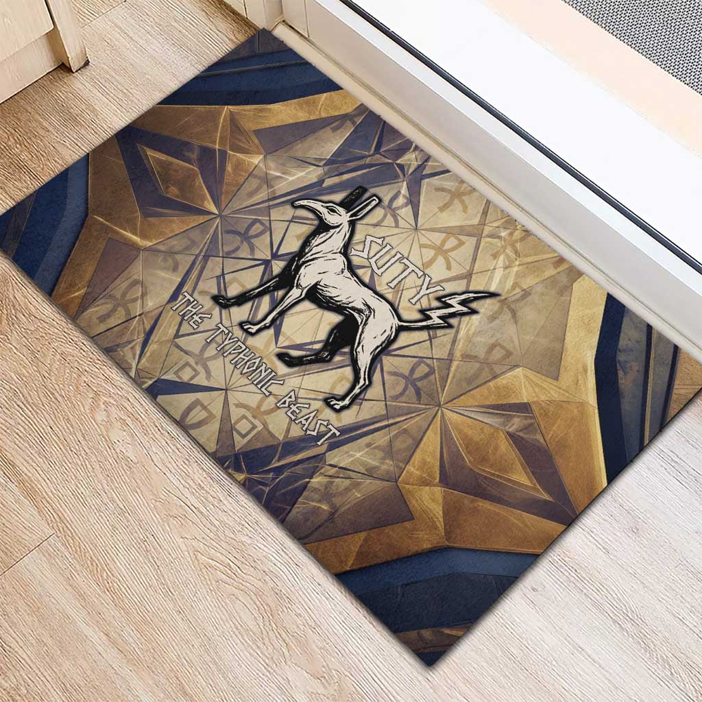 Suty Rubber Doormat with Typhonic Beast Staff Ancient Egypt Symbolism