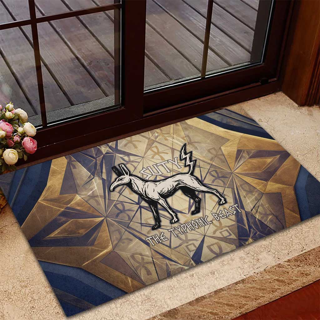 Suty Rubber Doormat with Typhonic Beast Staff Ancient Egypt Symbolism