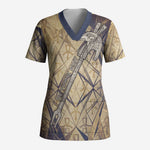 Suty Scrub Top with Typhonic Beast Staff Ancient Egypt Symbolism