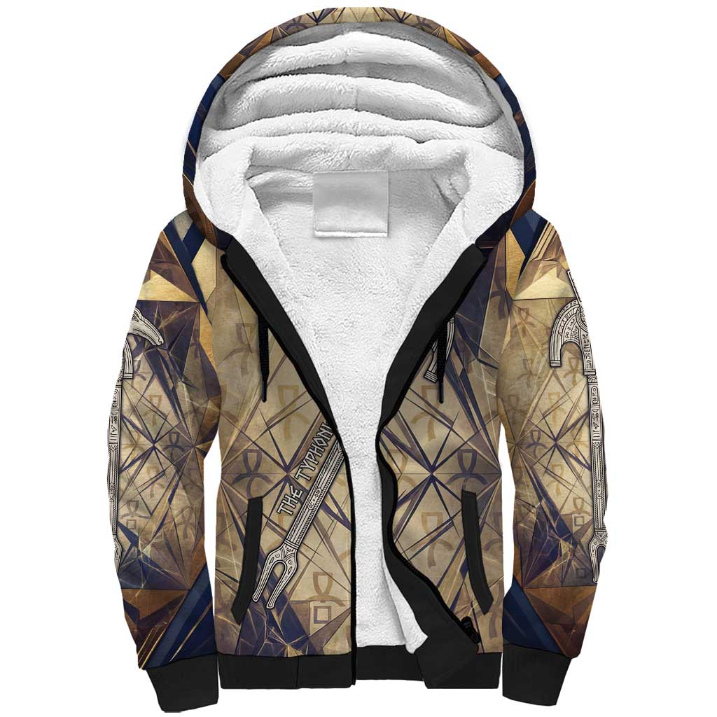 Suty Sherpa Hoodie with Typhonic Beast Staff Ancient Egypt Symbolism