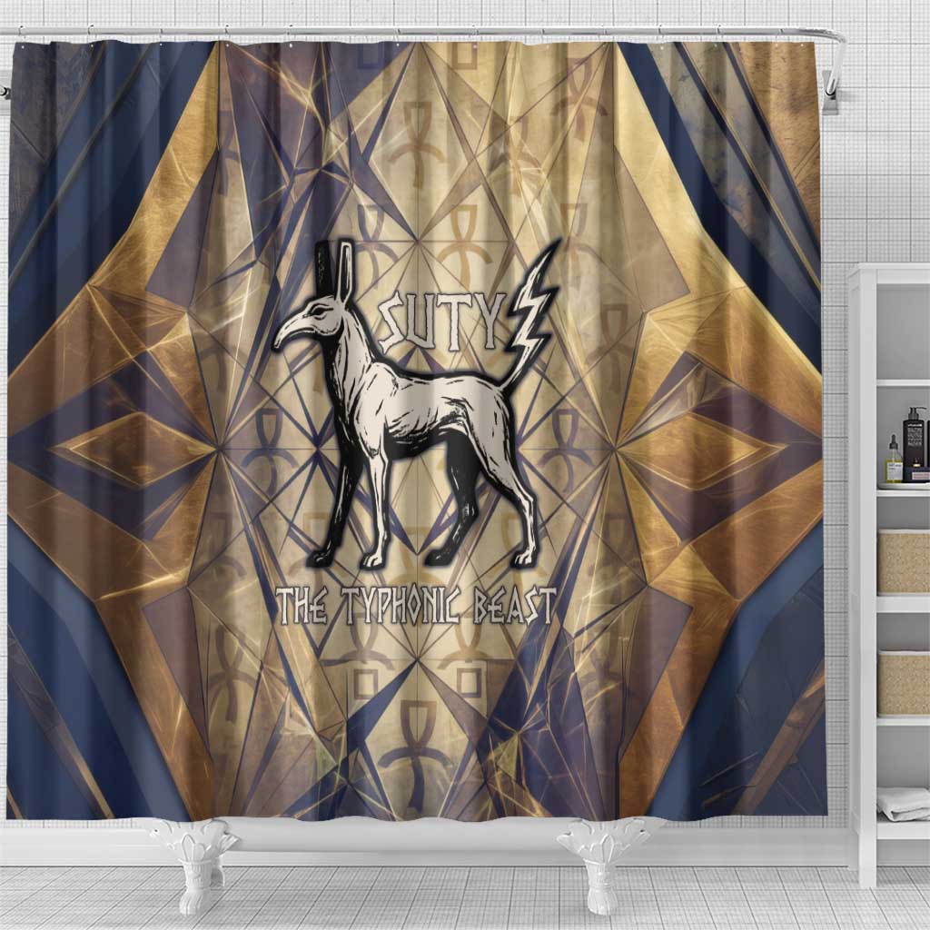 Suty Shower Curtain with Typhonic Beast Staff Ancient Egypt Symbolism