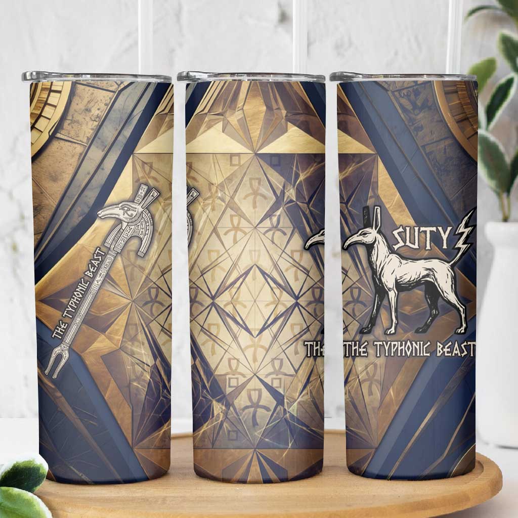 Suty Skinny Tumbler with Typhonic Beast Staff Ancient Egypt Symbolism